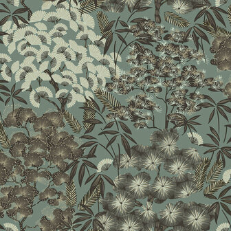 Dutch Wallcoverings Ciara A63002 groen - zwart Behang