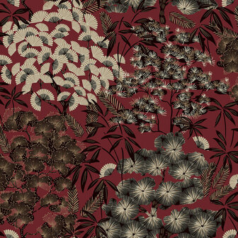 Dutch Wallcoverings Ciara A63003 rood - zwart Behang