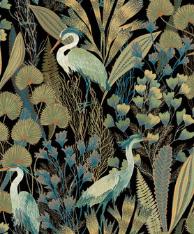 Dutch Wallcoverings Ciara A63201 zwart - groen Behang