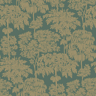 Dutch Wallcoverings Ciara A63403 groen - goud Behang