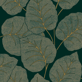 Dutch Wallcoverings Ciara A63502 groen - goud Behang