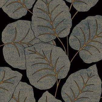 Dutch Wallcoverings Ciara A63503 donkerblauw - goud Behang