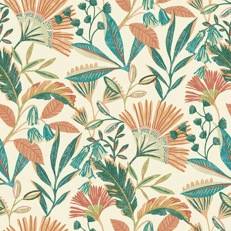 Dutch Wallcoverings Ciara A63801 wit - groen Behang