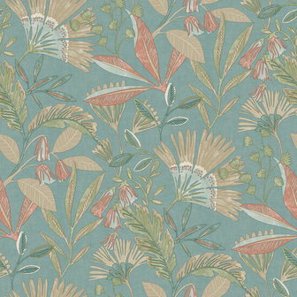 Dutch Wallcoverings Ciara A63802 groen - beige Behang