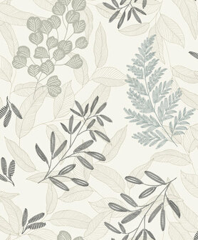 Dutch Wallcoverings Ciara A63901 wit - grijs - blauw Behang