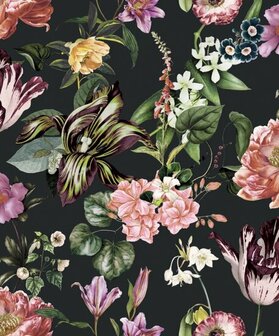 Noordwand Flora MB 47460 Zwart - Groen - Multi Behang