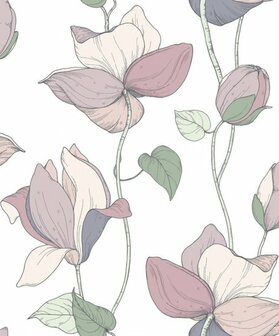 Noordwand Flora MB 47472 Wit - Paars - Roze - Groen Behang
