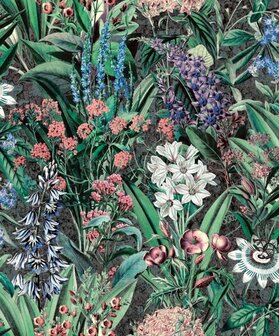 Noordwand Flora MB 47475 Zwart - Groen - Paars - Roze Behang