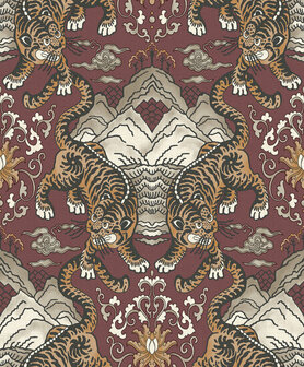 Dutch First Class Khalili 65913 Bordeaux - Oranje Behang