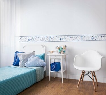 Noordwand Kids Walls Little Adventures Randje 45849 Wit - Blauw Behang