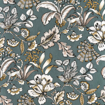 Casamance Ceylan 74522654 - Grijs / Blauw Behang