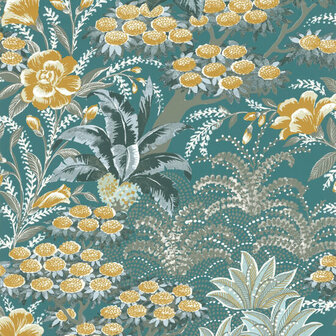 Casamance Ete Indien 75080202 - Groen / Blauw Behang