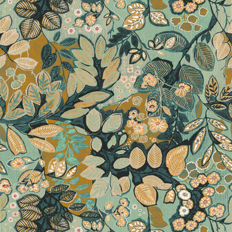 Casamance Ete Indien 75090814 - Groen / Geel Behang
