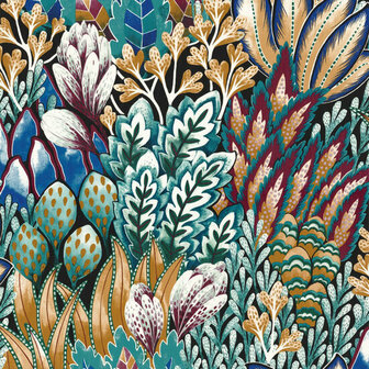 Casamance Karabane 75162858 - Blauw / Zwart Behang