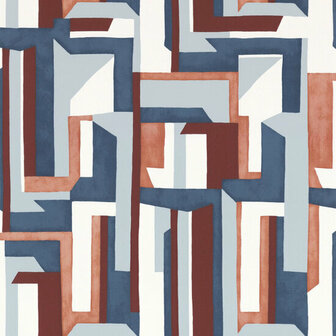 Casamance Misura 74481454 - Blauw / Wit Behang
