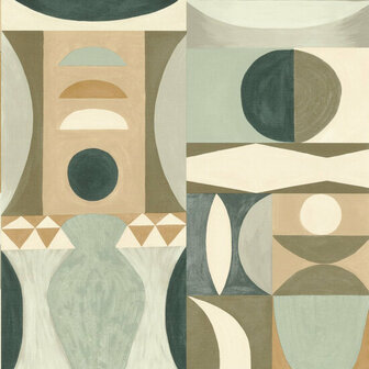 Casamance Mouvements 76032650 - Groen / Beige Behang