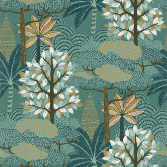 Casamance Nuit D&#039;Orient 75380610 - Groen / Geel Behang