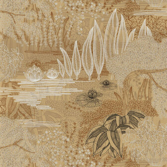 Casamance Square Jasmin 75680508 - Geel Behang