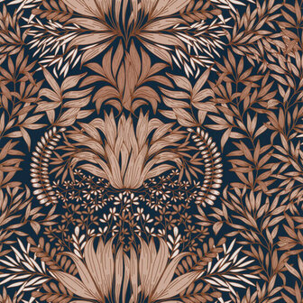 Casamance Square Jasmin 75733466 - Blauw / Oranje Behang
