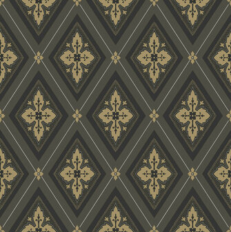 Dutch Wall Decor Swedish Heritage 692-04 Zwart / Goud Behang