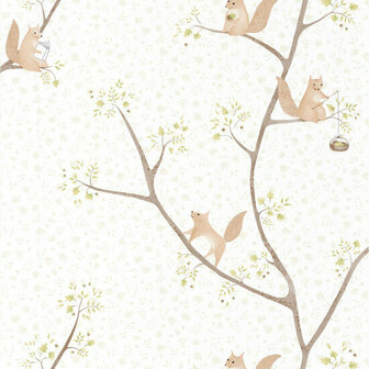 Casadeco Rose &amp; Nino RONI85617110 - Wit / Bruin Behang
