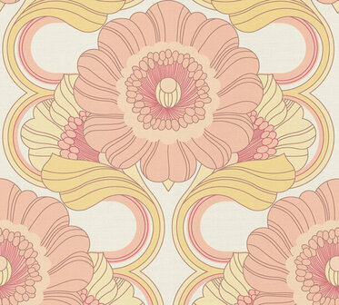AS Creation Retro Chic - 39530-5 / 395305 Geel - Roze Behang