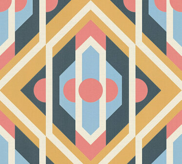 AS Creation Retro Chic - 39531-4 / 395314 Blauw - Geel Behang