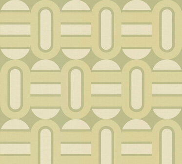 AS Creation Retro Chic - 39536-1 / 395361 Groen - Cr&egrave;me Behang