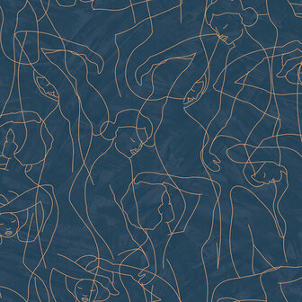 HookedOnWalls Silhouette Model Lines 34840 Blauw Behang