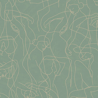 HookedOnWalls Silhouette Model Lines 34841 Groen Behang