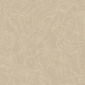 HookedOnWalls Silhouette Model Lines 34844 Beige Behang