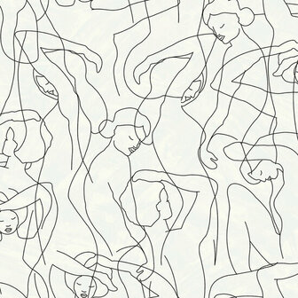 HookedOnWalls Silhouette Model Lines 34845 Grijs Behang