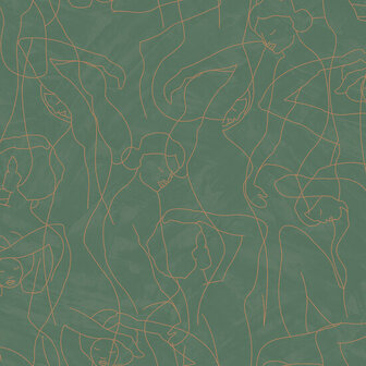 HookedOnWalls Silhouette Model Lines 34847 Groen Behang