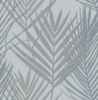 HookedOnWalls Tropical Weave Borneo 18803 Blauw / Metallic Behang