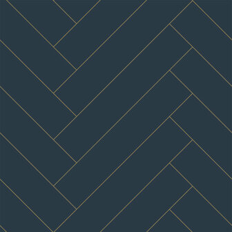 Esta Home Visgraat 139309 Goud Blauw Behang