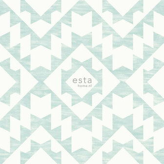 Esta Home Grafisch 148674 Wit Turquoise Behang