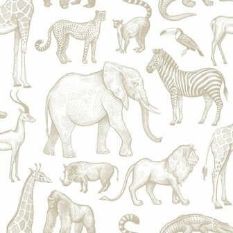 Esta Home Jungle 139690 Wit Beige Behang