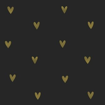 Esta Home Hartjes 139727 Zwart Goud Behang