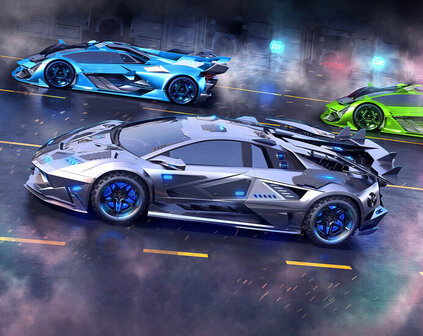 Walltastic Neon Supercars 46979-6P Behang