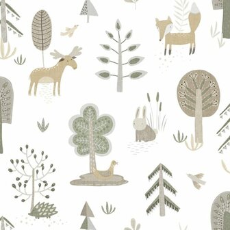 Noordwand Happy 14802 Wit Groen Beige Behang