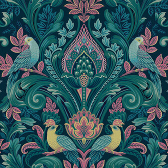 Dutch Wallcoverings Arcadia A67801 Blauw / Groen / Roze Behang