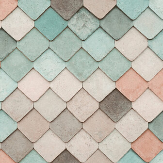 Dutch Wallcoverings Artifice M760-04 Mint / Grijs / Roze Behang