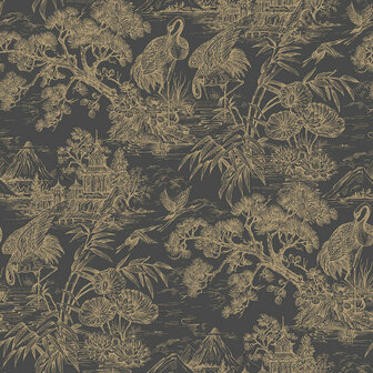 Dutch First Class Arboretum 91701 Zwart / Goud Behang