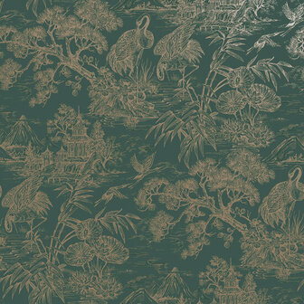 Dutch First Class Arboretum 91702 Groen / Goud Behang