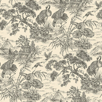 Dutch First Class Arboretum 91703 Zwart / creme Behang