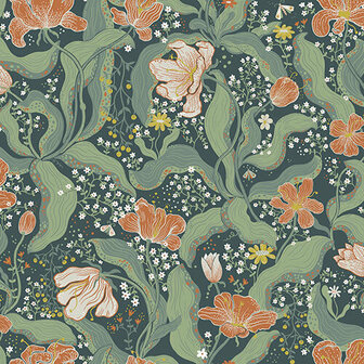 Dutch First Class Midbec Lina 2 65116 - Blauw / Groen Behang