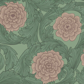 Dutch First Class Midbec Blomstermala 51011 - Groen / Roze Behang