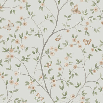 Dutch First Class Midbec Blomstermala 51025 - Grijs / Groen Behang