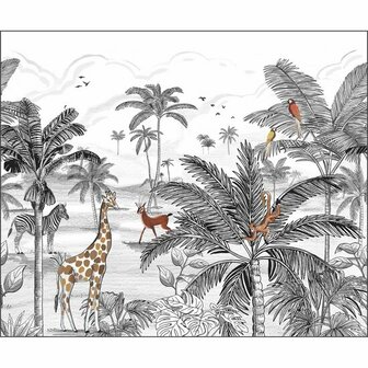 Caselio Les Minis Mondes MNM105789007 - Zwart Behang