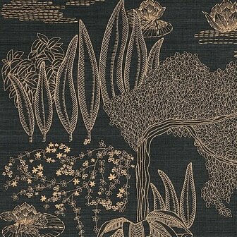 Casamance Hikari 71360107 - Zwart Behang